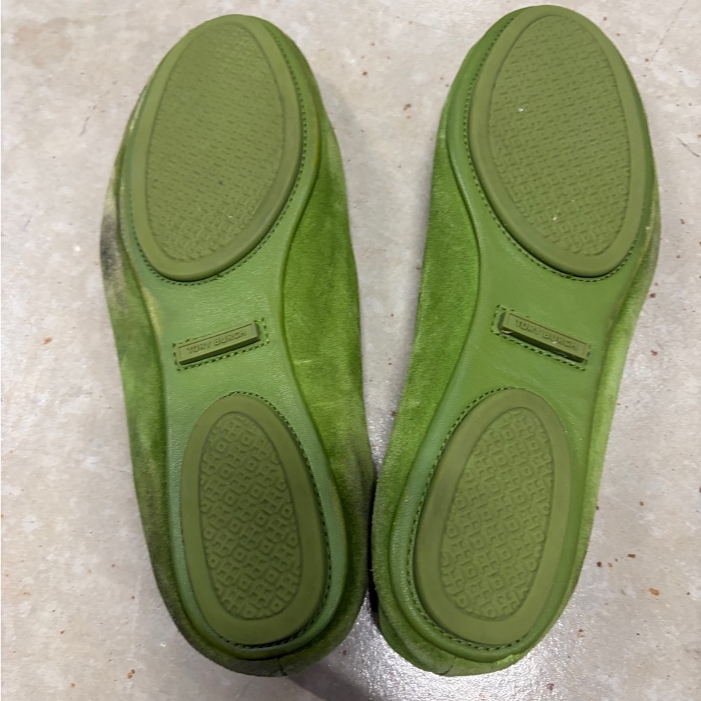 Tory Burch Olive Suede Loafers - Picture 3 of 4